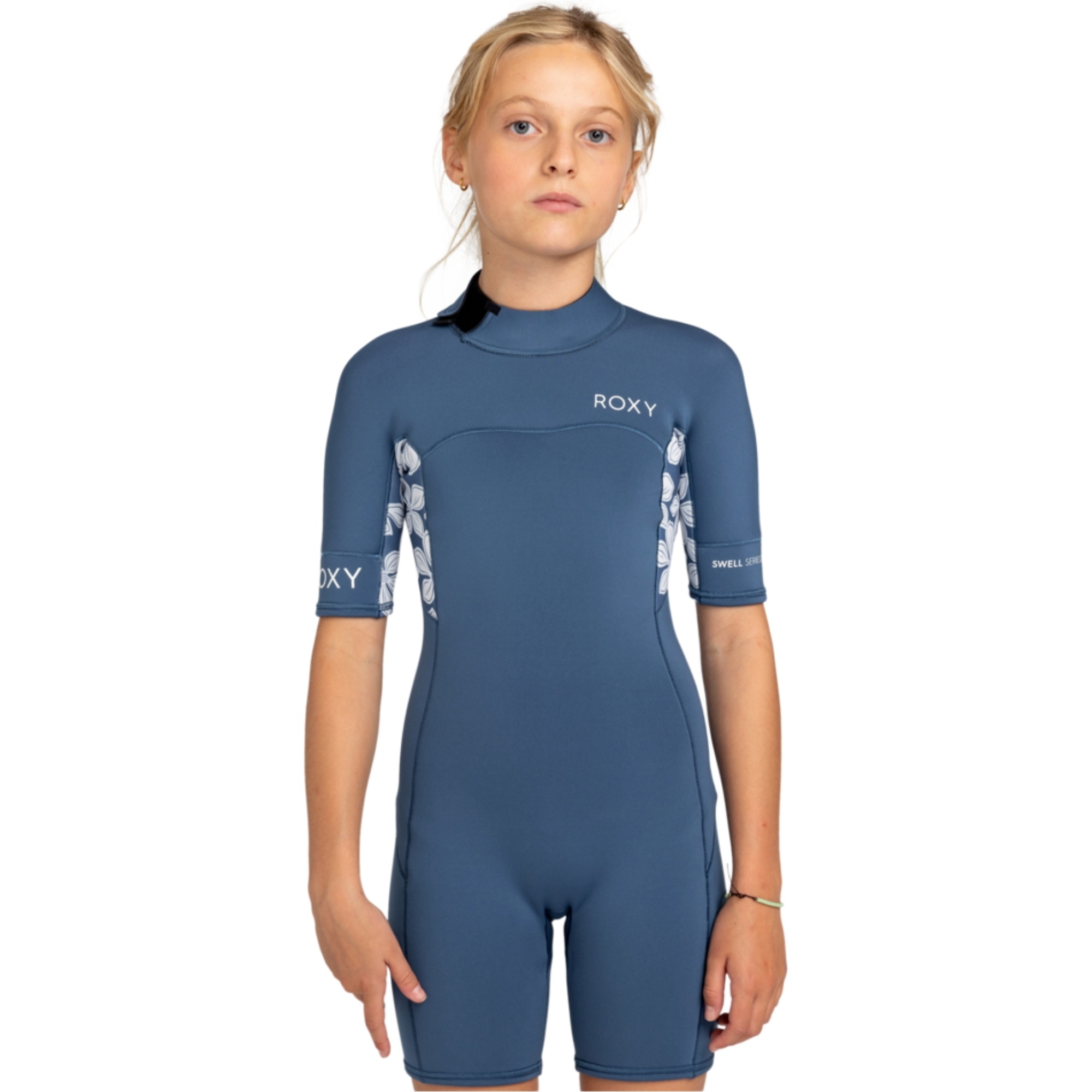 2026 Roxy Júnior Swell Série 2mm Back Zip Shorty Fato De Mergulho ERGW503017 - Wild Wind Drifter Floral